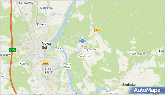mapa Przyborów, Przyborów gmina Nowa Sól na mapie Targeo